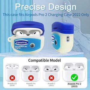 WQNIDE Case 9 in1 Cute Kawaii Vaselin Cartoon Funny for Apple Airpods Pro 2 New 2022 Case with Keychain Lanyard Soft Silicone Protective Skin Cover for Women Boys