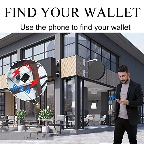 Anti-Lost Bluetooth Wallet Tracker Finder Slim Trifold Cowhide Trackerable Mens Leather Wallet with GPS Position Locator Gift Zipper Coin Pocket