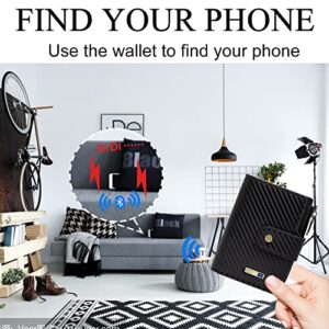 Anti-Lost Bluetooth Wallet Tracker Finder Slim Trifold Cowhide Trackerable Mens Leather Wallet with GPS Position Locator Gift Zipper Coin Pocket