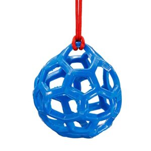 patikil horse treat ball feeder, rubber goat slow feeding hay feeder bag relieve stress hanging with rope for stable stall, blue