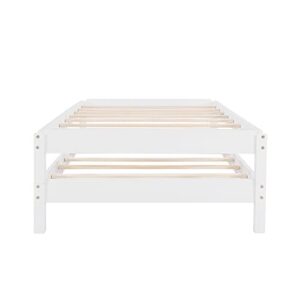 Merax Modern Solid Wood Bed Frame Mattress Foundation, Stackable Day Bed No Box Spring Needed Twin White