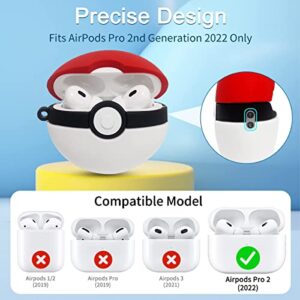 WQNIDE 9In1 Set for AirPods Pro 2nd Generation Case New 2022, Cute Kawaii Cartoon Funny Apple Airpods Pro 2 Case with Keychain Lanyard for Women Boys, Marvel Anime Soft Silicone Protective Skin Cover
