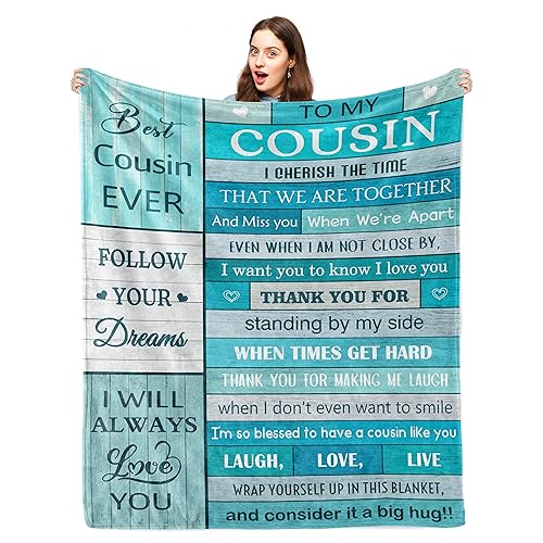 Pezolen Cousin Gifts for Women Blanket 60"X50", Best Cousin Gifts for Women, Gifts for Cousins Female, Cousin Gifts for Men, Cousin Gifts for Women Birthday,Christmas, Cousin Gift