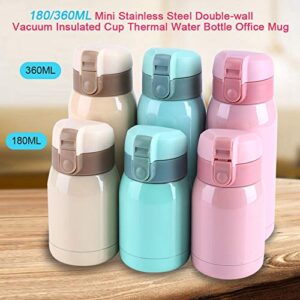 Hot water bottle mini insulated stainless steel vacuum insulation cup, leak-proof cute thermos, 12 hours insulation to keep cold(180ml-blue)