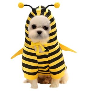 pet clothes for medium dogs boys pet cartoon bee printing sweater dogs cats bee sweater set bee dressing supplies winter