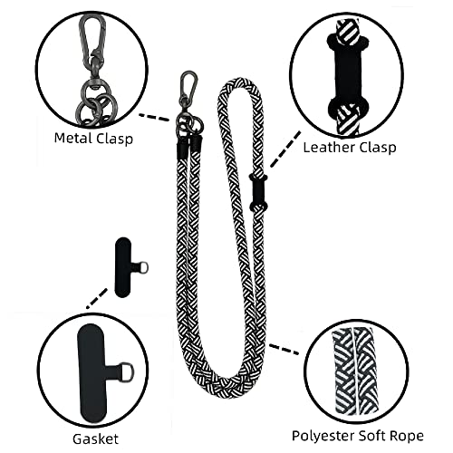 Little Fire Craft Cell Phone Lanyard Crossbody Rope Around the Neck Wrist Strap for Most Smartphone Case Headset Keychain Offices ID - Black/White