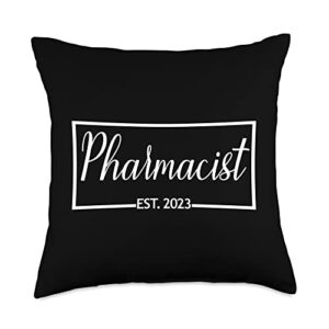 pharmacist & pharmacy graduation gifts pharmacist est. 2023 new pharmacy graduation throw pillow, 18x18, multicolor