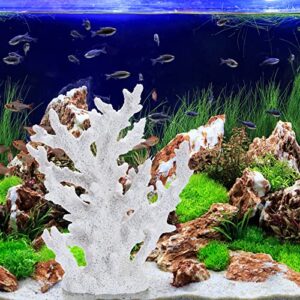 TOPZEA Artificial Coral Ornament, Resin Faux White Coral Reef Aquarium Decor Decorative Sea Stony Coral Realistic Underwater Sea Plant for Fish Tank Decoration, Bathroom, Living Room