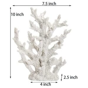 TOPZEA Artificial Coral Ornament, Resin Faux White Coral Reef Aquarium Decor Decorative Sea Stony Coral Realistic Underwater Sea Plant for Fish Tank Decoration, Bathroom, Living Room