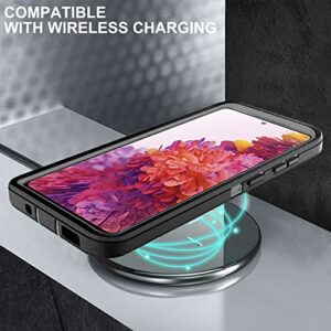 Samsung Galaxy S20 FE 5G Case - HONG-AMY 3-in-1 Heavy Duty Shockproof Protection with 2 Tempered Glass Screen Protectors (Black/Grey)