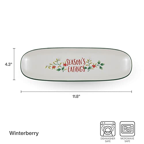 Pfaltzgraff Winterberry Season's Greetings Serving Tray with Dip Bowl, 2 Piece, Multicolored