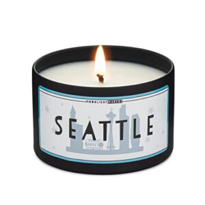 moonlight makers, seattle (sea), walk in the woods scented handmade candle, natural soy wax candle, 25+ hour burn time, 8oz tin