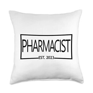 pharmacist & pharmacy graduation gifts pharmacist est. 2023 pharmacy graduation throw pillow, 18x18, multicolor