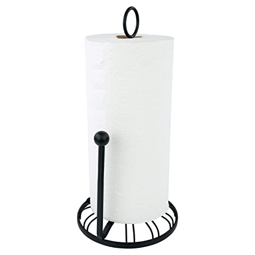 Spectrum Contempo Paper Towel Holder (Black) - Storage Organization for Kitchen Counter, Tabletop, Pantry, Laundry, Apartment, RV, and Bathroom / Contemporary & Functional Home Décor