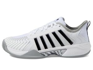 k-swiss men's pickleball supreme shoe, white/high rise/black, 9 m