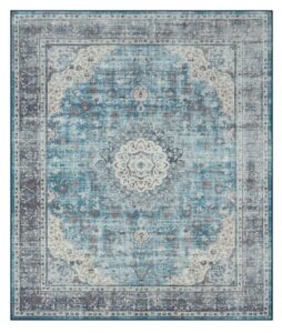 vcny home - area rug, machine washable, non-skid mat with traditional medallion printed chenille (era collection, 7' 10" x 9' 6")