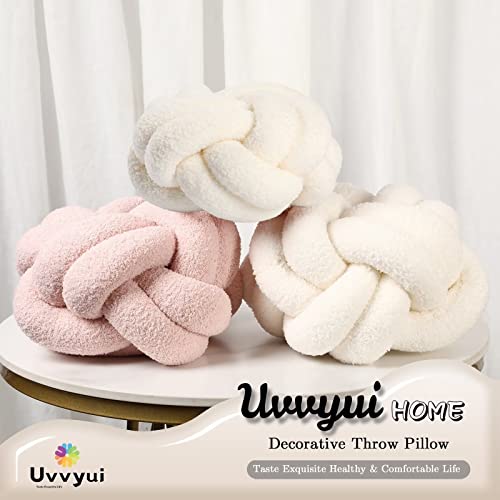 Uvvyui Knot Pillow Ball, Soft Home Decor Round Knotted Pillows, Handmade Transformational Throw Pillows Plush Floor Cushions for Bedroom, Sofa, Couch (Cream, Small-8 Inch)