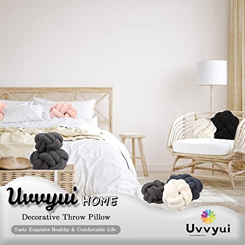 Uvvyui Knot Pillow Ball, Soft Home Decor Round Knotted Pillows, Handmade Transformational Throw Pillows Plush Floor Cushions for Bedroom, Sofa, Couch (Cream, Small-8 Inch)