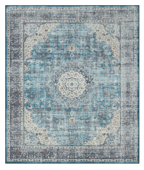 VCNY Home - Area Rug, Machine Washable, Non-Skid Mat with Traditional Medallion Printed Chenille (Era Collection, 5' 3" x 7')