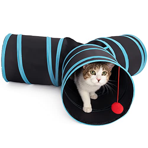 Pop Up Cat Tunnel Toy – Durable, Tear-Resistant Pet Tunnel for Cats, Rabbit Tunnel & Kitty Tube – Space-Saving Cat Tunnels for Indoor Cats with Hanging Ball & Peekaboo Hole