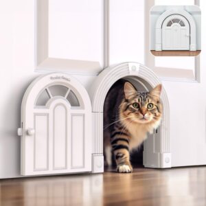 cat door interior door - meow manor extra large pet door, 10.25 x 11 no-flap cat door interior door for cats 20 lbs and above, easy diy setup, secured installation in minutes, no training needed