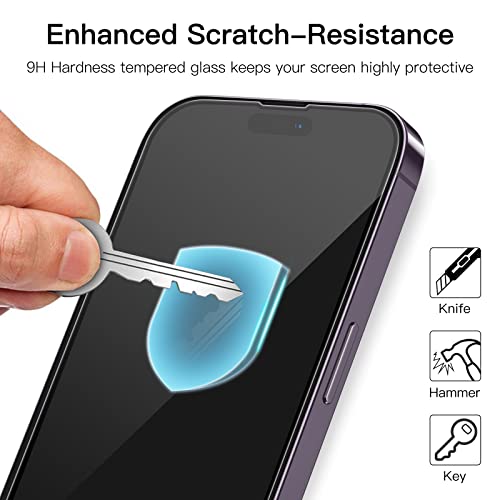 JETech Full Coverage Screen Protector for iPhone 14 Pro 6.1-Inch (NOT FOR iPhone 14 Pro Max 6.7-Inch), Black Edge Tempered Glass Film with Easy Installation Tool, Case-Friendly, HD Clear, 3-Pack