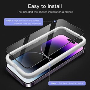 JETech Full Coverage Screen Protector for iPhone 14 Pro 6.1-Inch (NOT FOR iPhone 14 Pro Max 6.7-Inch), Black Edge Tempered Glass Film with Easy Installation Tool, Case-Friendly, HD Clear, 3-Pack