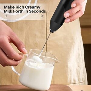 HOOCEN Milk Frother for Coffee Frother, Electric Whisk Drink Mixer Handheld Frother Battery Powered, Milk Foamer, Mini Mixer and Coffee Blender Frother for Latte Matcha Cappuccino, No Stand Black