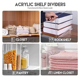 Side&Corner Acrylic Shelf Dividers, 8pcs Shelf Dividers for Closet Organization in Bedroom, Kitchen and Office Shelves (Clear)