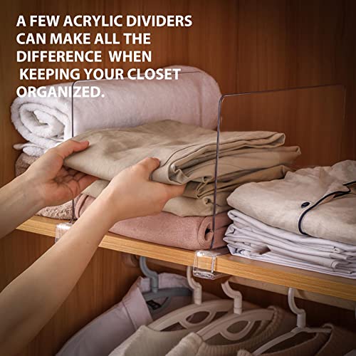 Side&Corner Acrylic Shelf Dividers, 8pcs Shelf Dividers for Closet Organization in Bedroom, Kitchen and Office Shelves (Clear)