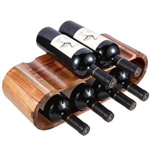 suhnerbell wooden 8-bottle wine racks countertop, premium acacia wine bottle holder，countertop wine rack inserts for cabinet，display for home décor and wine gifts, no need assembly