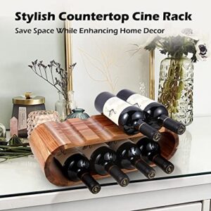 Suhnerbell Wooden 8-Bottle Wine Racks Countertop, Premium Acacia Wine Bottle Holder，countertop Wine Rack Inserts for Cabinet，Display for Home Décor and Wine Gifts, No Need Assembly