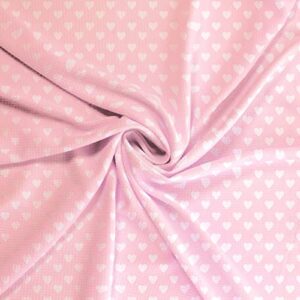 light pink white hearts liverpool bullet fabric textured knit jersey 4 way stretch - 6 inch strip
