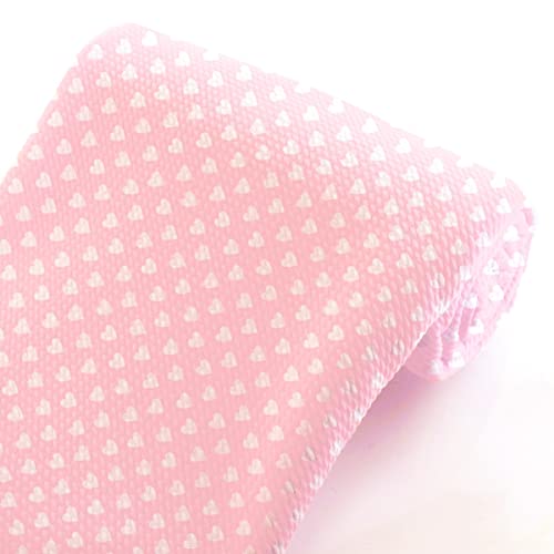 Light Pink White Hearts Liverpool Bullet Fabric Textured Knit Jersey 4 Way Stretch - 6 Inch Strip