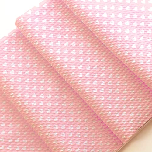 Light Pink White Hearts Liverpool Bullet Fabric Textured Knit Jersey 4 Way Stretch - 6 Inch Strip