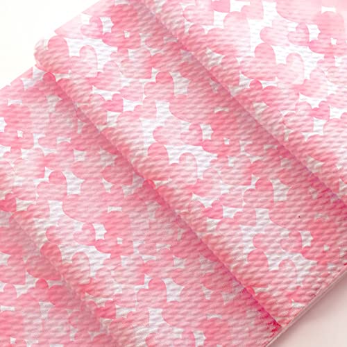 Watercolor Pink Hearts Liverpool Bullet Fabric Textured Knit Jersey 4 Way Stretch - 6 Inch Strip