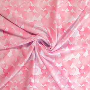 watercolor pink hearts liverpool bullet fabric textured knit jersey 4 way stretch - 6 inch strip