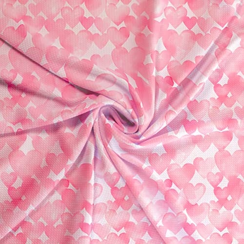 Watercolor Pink Hearts Liverpool Bullet Fabric Textured Knit Jersey 4 Way Stretch - 6 Inch Strip