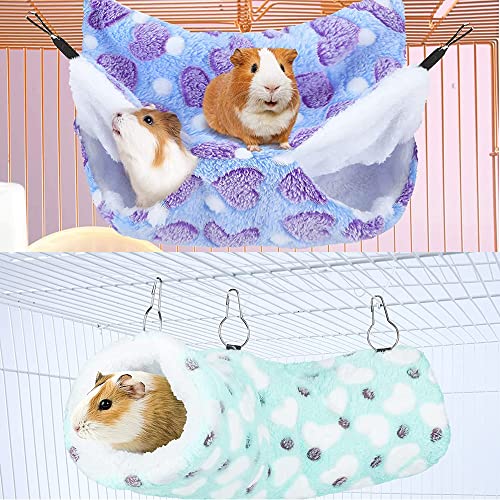 LAIRIES 2-Pack Guinea Pig Rat Hammock Guinea Pig Hamster Ferret Hanging Tunnel and Bed Hideout Set Guinea Pig Cage Bedding