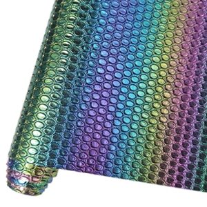 hyang holographic purple to blue embossed iridescent ellipse pu faux leather sheets 1 roll 12"x53"(30cmx135cm), faux leather suitable for crafts making leather earrings, bows, handbag ，sewing