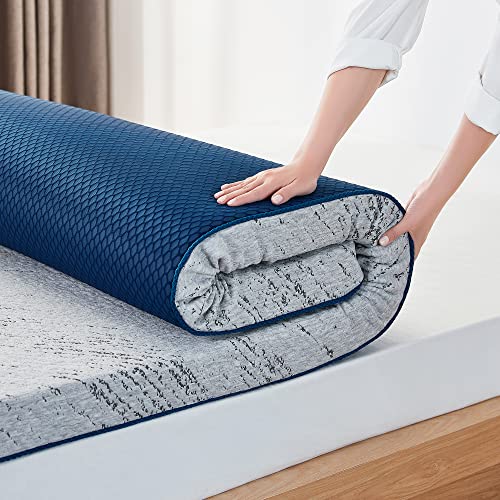 LINSY LIVING Mattress Topper Full Bamboo Charcoal Infused Memory Foam Mattress Topper, 3 Inches Cooling Bed Topper Full Size with Bamboo Fiber Cover, CertiPUR-US & Oeko-TEX Certified, Full