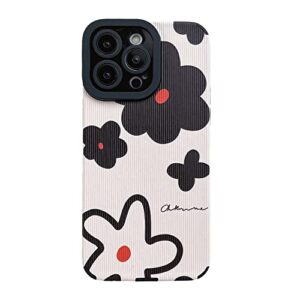 cute flower painting phone case for apple iphone 14 pro max protecitve cover fashion leather silicone shockproof cover compatible with iphone 14 pro max 6.7 inch - beige