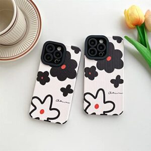 Cute Flower Painting Phone Case for Apple iPhone 14 Pro Max Protecitve Cover Fashion Leather Silicone Shockproof Cover Compatible with iPhone 14 Pro Max 6.7 inch - Beige