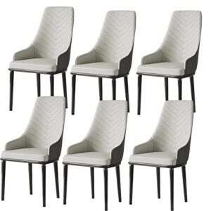 andgro kitchen dining room chairs modern dining chairs set of 6 with soft pu leather cover cushion seat and metal legs living room side chairs (color : light grey)