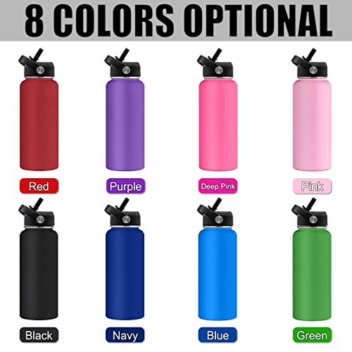 Farmelov Personalized Water Bottles Custom Name Insulated Water Bottle with Straw, Engraved Waterbottle Customized Gifts for Kids School Girls Boys Men Women - 24oz