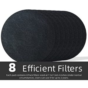 Minrun 8 Pieces 7.25" Round Extra Thick Activated Charcoal Filters, For Kitchen Compost Bin Pail Replacement Filter, Universal Size Fits ALL Compost Bins Up To.