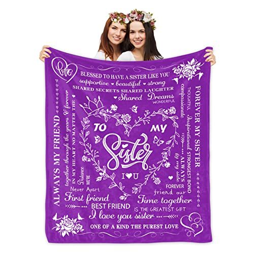 Womens Day Gift Soul Sister Gift Blanket 50x40 in Sisters Birthday Gifts Blankets Gifts Best Sisters Friend Presents Purple Soft Flanel Throw Blanket from Sister Brother Purple Blanket for Sister