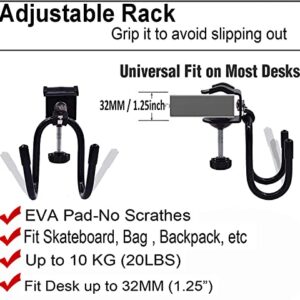 Pmsanzay Desk Store Clamp-On Skateboard Holder/Skateboard Hook /Mini Cruiser Hanger | Provides a Convenient Place to Hang Skateboard or Longboard to Reduce Clutter - 20 lb. Capacity - No Board