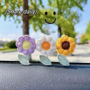 Cute Swaying Flowers-Car Ornaments, Cute Cartoon Bobblehead Flowers Decoration, Couple Cute Ornaments for Car, Swinging Car Hanging Ornament,Car Ornaments for Dashboard (7Pcs)