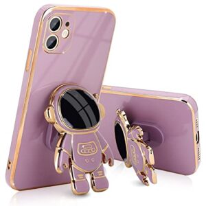 pepmune compatible with iphone 12 case cute 3d astronaut stand design camera protection shockproof soft back cover for apple iphone 12 phone case purple